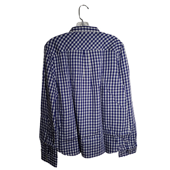 UNTUCKit Belleza Womens Size 8 Button Up Long Sleeve Blue Gingham Collared Top - Picture 3 of 7